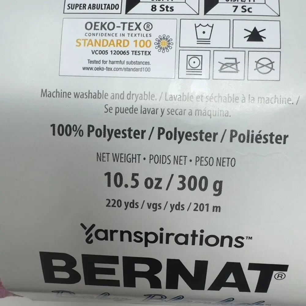Bernat Baby Blanket Yarn Bubblegum 100% Poly 10.5oz 220yds